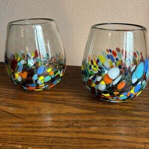 Confetti Handblown Wine Glasses -Pair